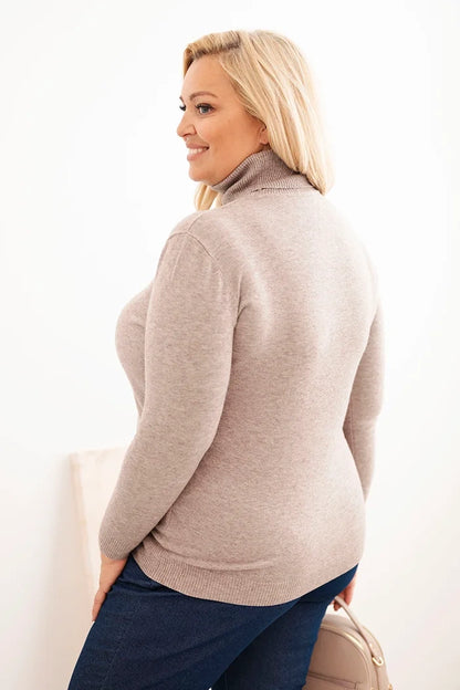 Dámsky sveter Plus Size z viskózy s klasickým strihom fango univerzálne