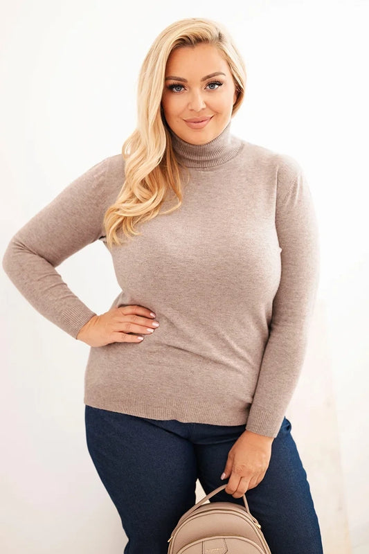 Dámsky sveter Plus Size z viskózy s klasickým strihom fango univerzálne
