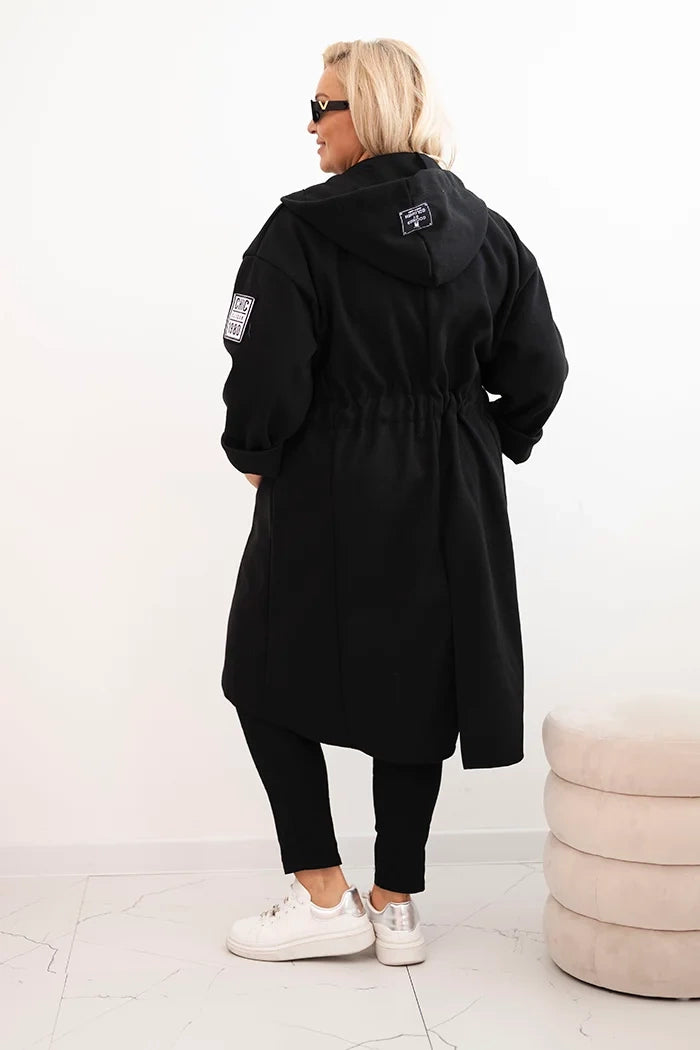 Elegantní dámský kabát Plus Size černá