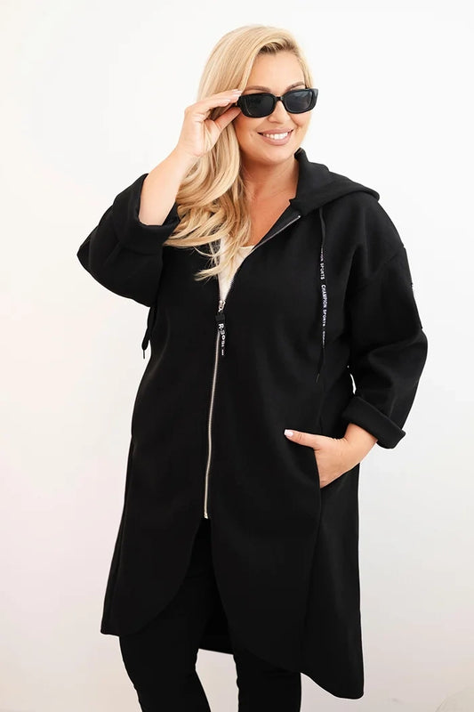 Elegantní dámský kabát Plus Size černá