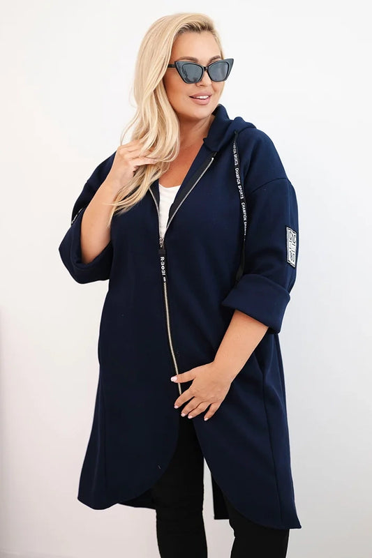 Elegantní dámský kabát Plus Size námořnická