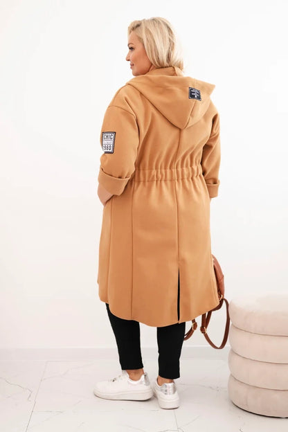 Elegantní dámský kabát Plus Size žlutá