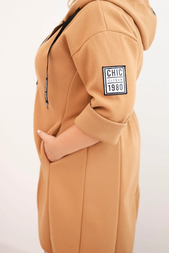 Elegantní dámský kabát Plus Size žlutá