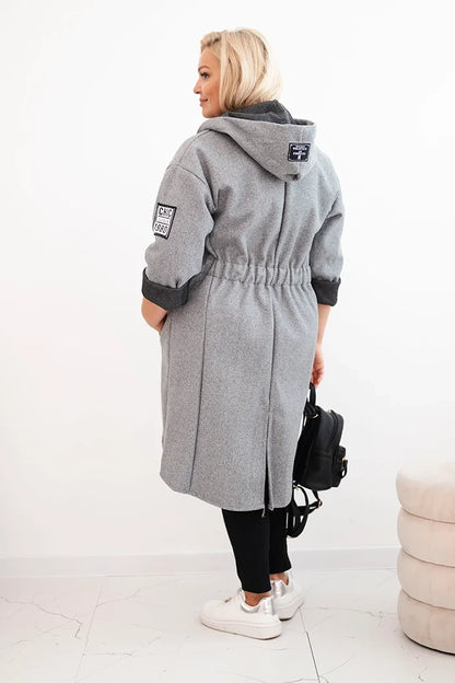 Elegantní dámský kabát Plus Size šedá
