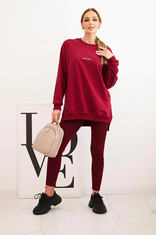 Dámský komplet mikina a legíny Minimal bordo