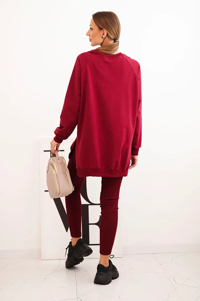 Dámský komplet mikina a legíny Minimal bordo
