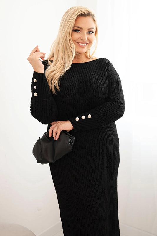 Sukňa pletená dámska Plus Size s mohairom čierna univerzálne