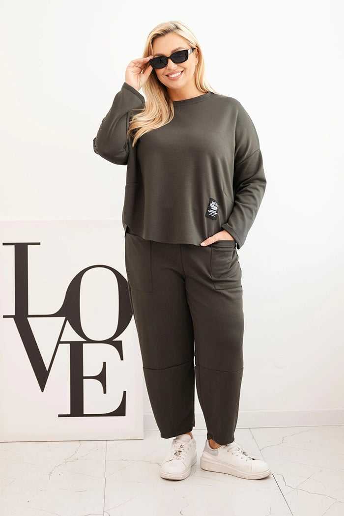 Dámská souprava Plus Size khaki