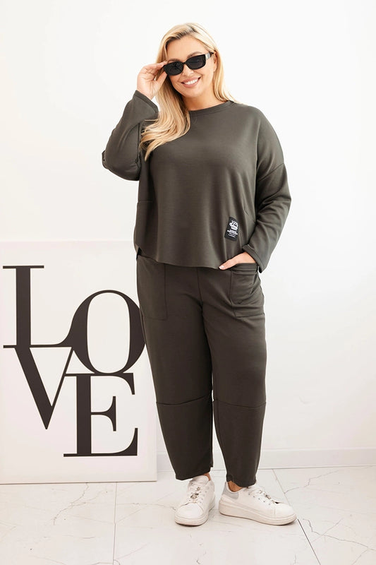 Dámská souprava Plus Size khaki